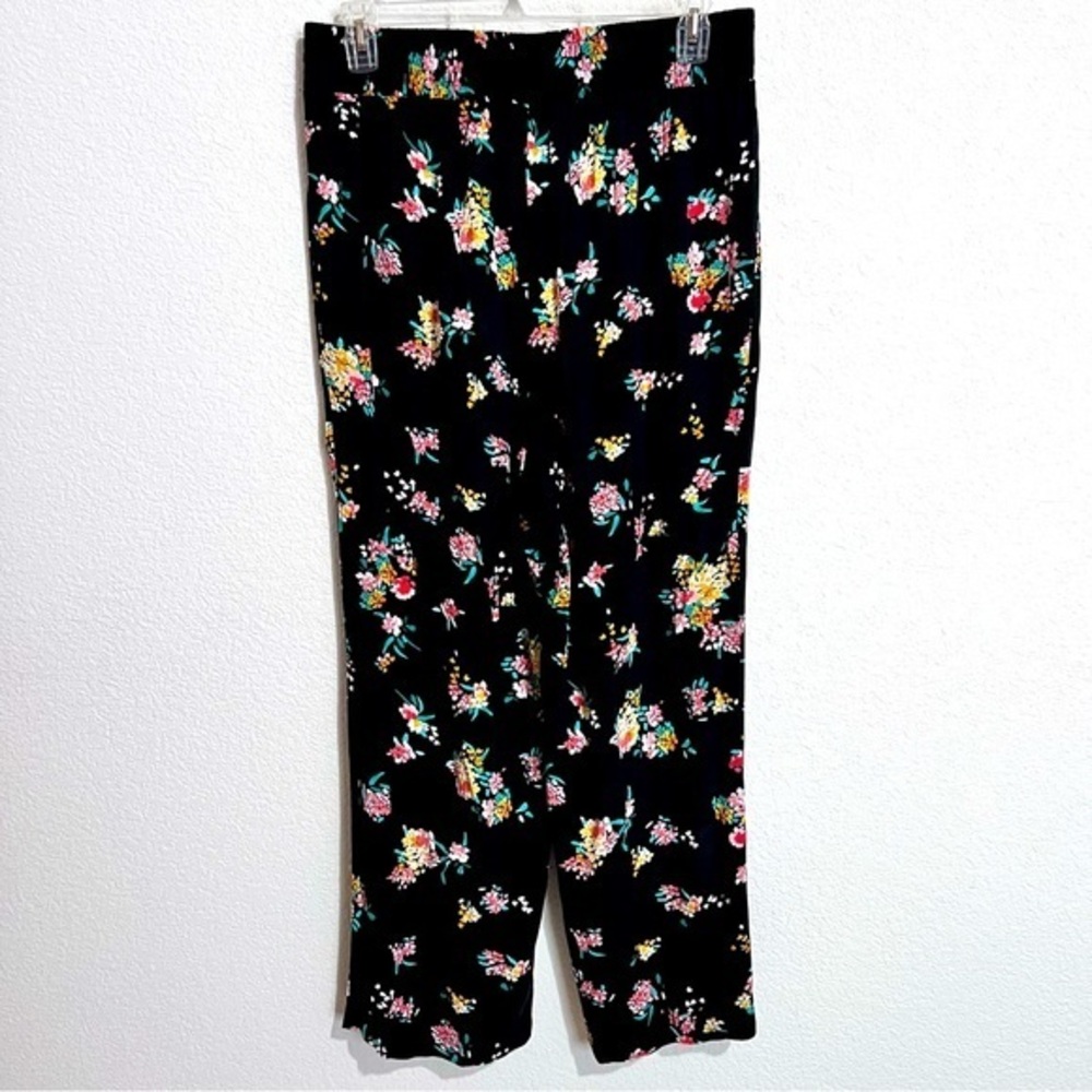 Addition Elle Black Floral Print Straight Leg Pull On Pants 12